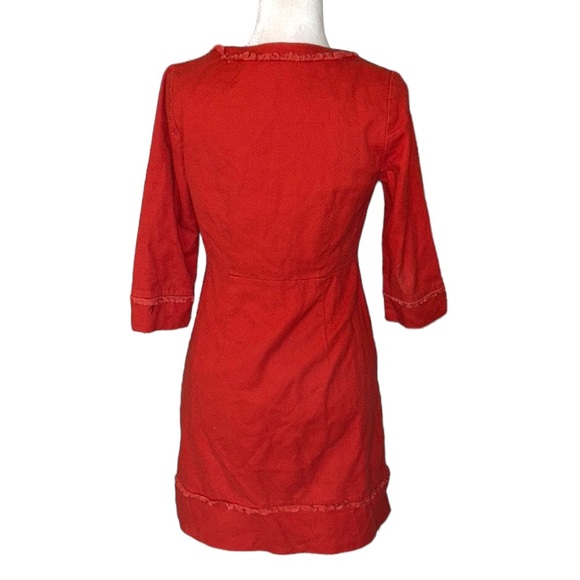 Boden Red Orange Textured Fringe Hem Mini Dress - 6 - Picture 7 of 15
